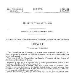 Senate Report 1619 on Harriet Tubman Davis