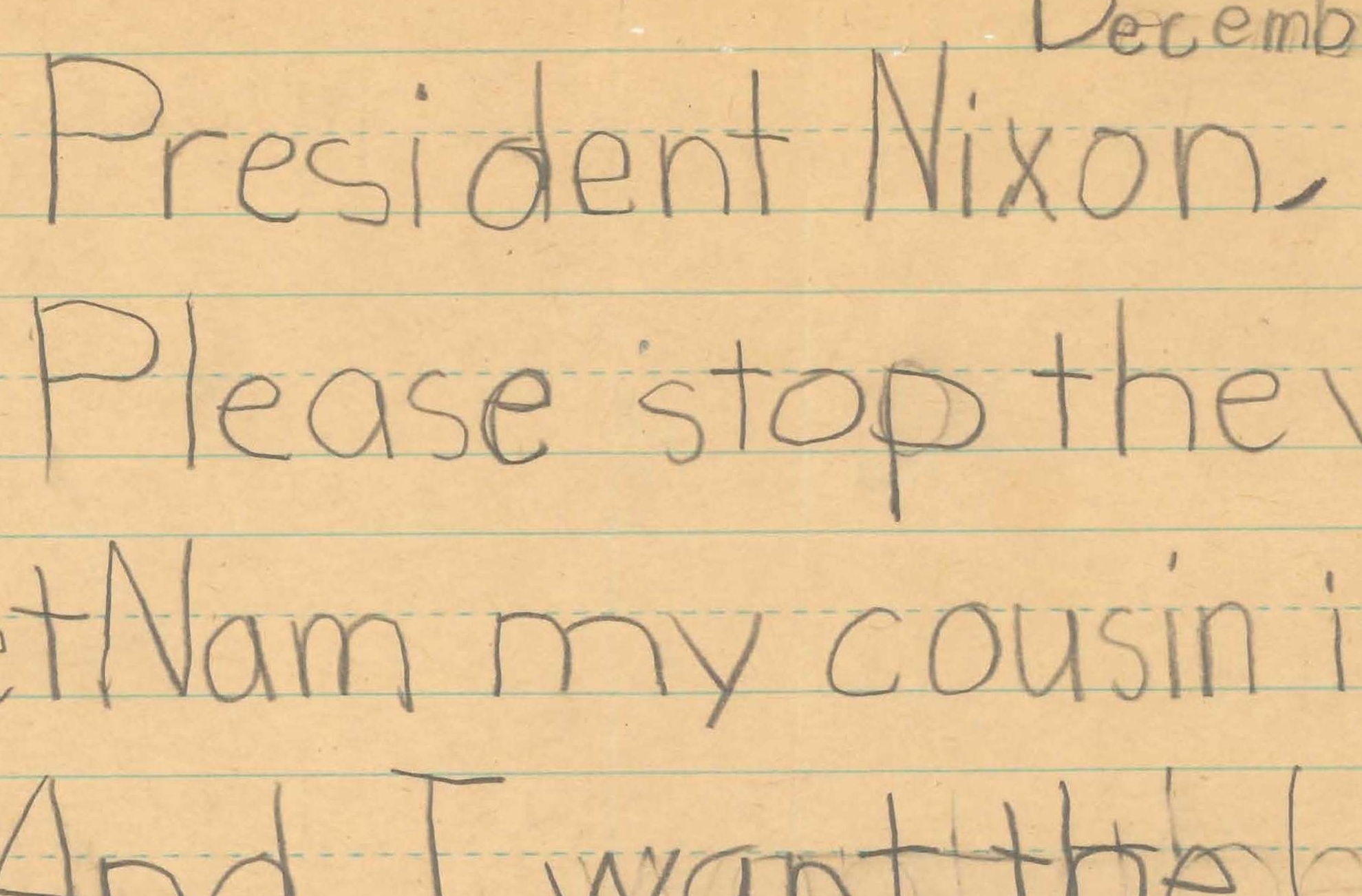 Letter from Pam Kaplan to President Nixon
