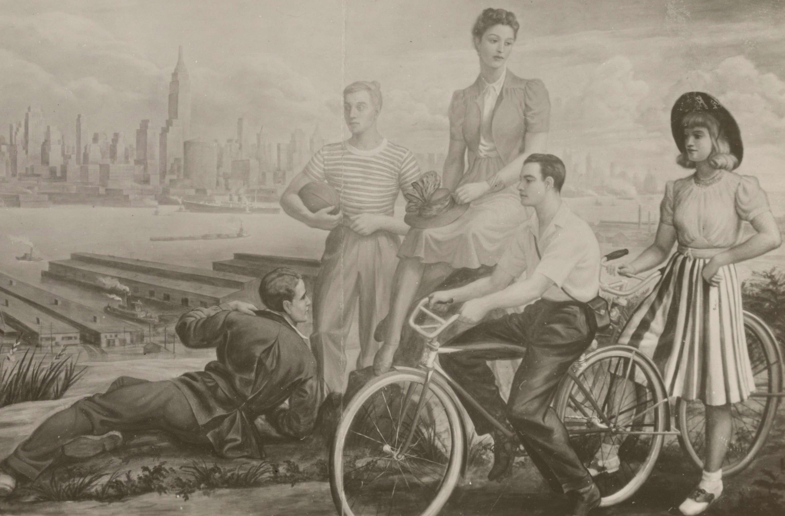 "View from the Palisades, West New York 1939" West New York, NJ Post Office Mural by William Dean Faussett