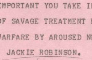 Telegram from Jackie Robinson to President Johnson