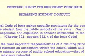 Proposed Policy for Student Conduct in Secondary Schools in the Des Moines School District