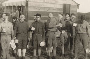 Men Gargling Salt and Water After Working in the War Garden at Camp Dix
