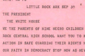 Telegram from Parents of the Little Rock Nine to President Dwight D. Eisenhower
