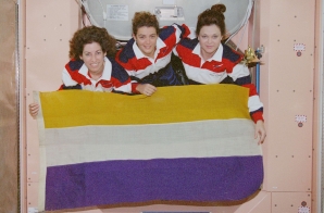 Mission Specialists Ochoa, Payette, and Jernigan with National Women