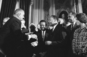 President Johnson Shaking Hands with Martin Luther King, Jr.