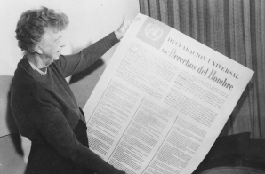 Eleanor Roosevelt Holding the Universal Declaration of Human Rights in Spanish