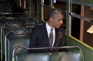 President Barack Obama Sits on the Famed Rosa Parks Bus