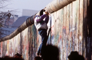 A West German Chips Off a Piece of the Berlin Wall