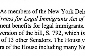 Letter from New York Congressman about Immigration Rights