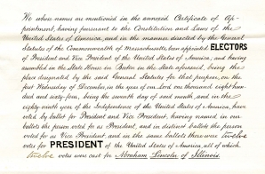 Electoral Vote from Massachusetts for Abraham Lincoln and Andrew Johnson