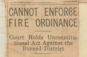 "Cannot Enforce Fire Ordinance"