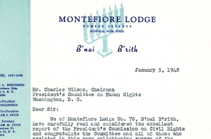 Letter from Montefiore Lodge No. 70, B