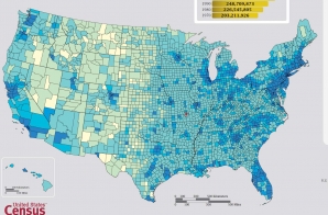 Map of the Population Density of the United States, 2010