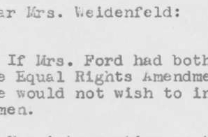 Letter to Sheila Weidenfeld from Gloria Cabot about Betty Ford and the ERA