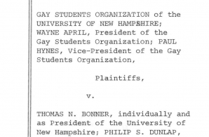 Complaint in Gay Students Organization of the University of New Hampshire v. Bonner