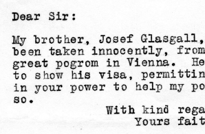 Letter from Gus Sarachek to Senator Harry S. Truman Regarding Josef Glasgall