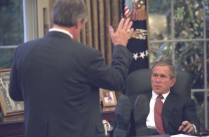 Chief of Staff Andy Card Meets with President Bush in the Oval Office