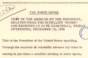 President’s Message from Atlas Satellite "Score"