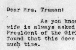 Letter from Eleanor Roosevelt to Bess Wallace Truman