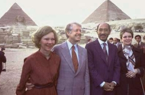 Jimmy Carter, Rosalynn Carter with President and Mrs. Sadat at Pyramids
