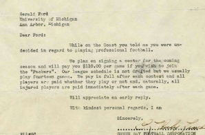 Letter from the Green Bay Football to Gerald Ford