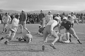 Heart Mountain Relocation Center, Heart Mountain, Wyoming. Football game between All Stars and Jack Rabbits.