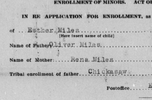 Application for Enrollment for Esther Miles as a Citizen of Chickasaw Nation