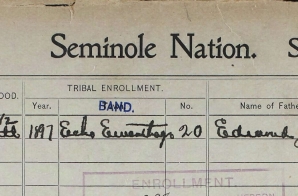 Enrollment Card for Seminole Census