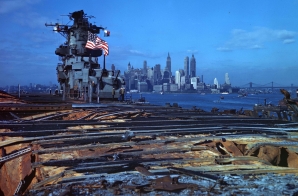 The USS Franklin Badly Damaged Returns to the Brooklyn Navy Yard
