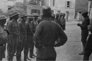 African-American Infantrymen at Roll Call in France