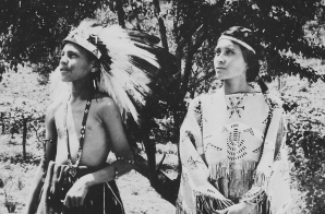 Cherokee boy and girl on reservation, North Carolina