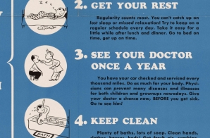 "Just By Keeping Well You Can Help Win This War. Follow these five simple health rules. (1) Eat right, (2) Get your rest (3) See your Doctor (4) Keep Clean (5) Play some each day."