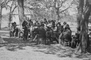 Council of Cheyenne and Arapaho at Seger Colony, Oklahoma, with an agent