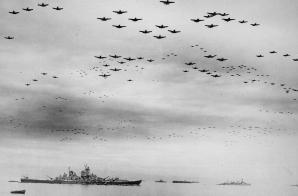 Aircraft Flying Over the USS Missouri During Surrender Ceremonies