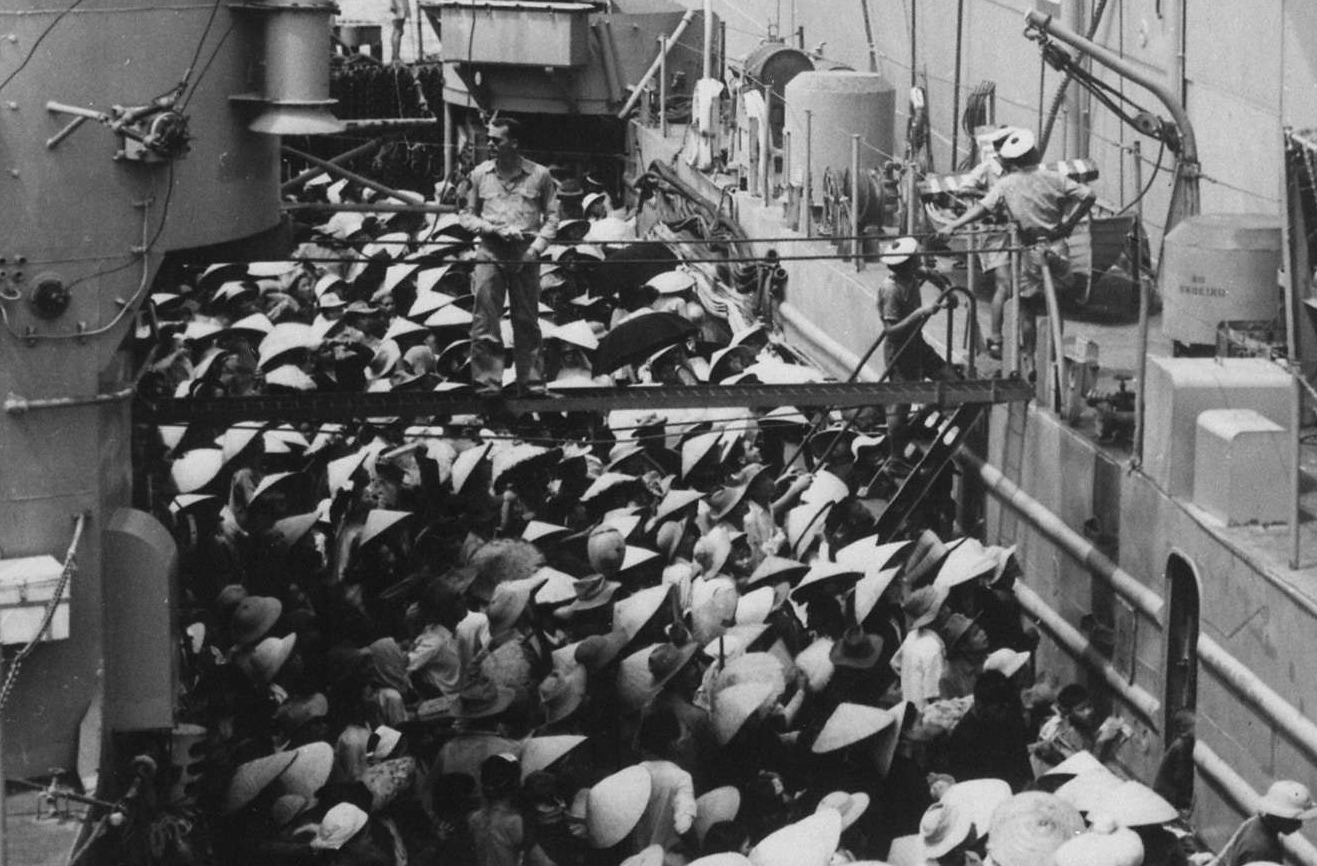 Vietnam Refugees Wait to Board the USS Montague