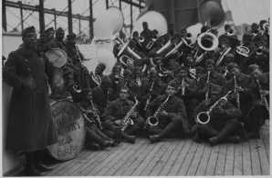 African American Jazz Band on the Deck of a Ship.
