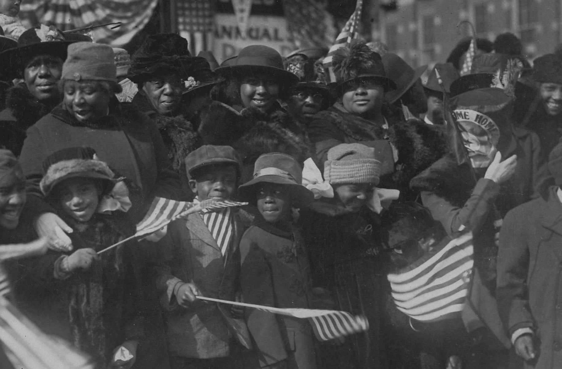 Children Gather to Welcome Home Their Daddies of the 369th Regiment