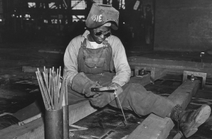 Welder-trainee Josie Lucille Owens Plies Her Trade on the Liberty Ship SS George Washington Carver