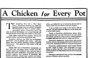 "A Chicken in Every Pot" political ad and rebuttal article in New York Times