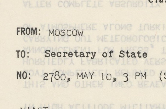 Telegram from American Embassy in Moscow