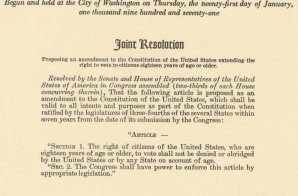 Joint Resolution Proposing the Twenty-Sixth Amendment to the United States Constitution