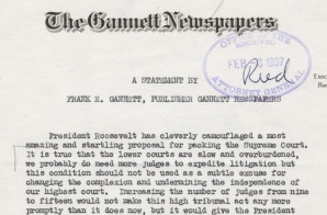 Statement by Frank E. Gannett, of Gannett Newspapers Regarding President Franklin D. Roosevelt