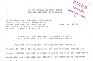 Claims of Executive Privilege for Subpoenaed Materials