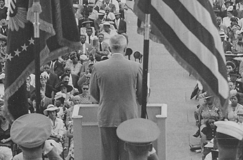 Truman Speaking at the Lincoln Memorial