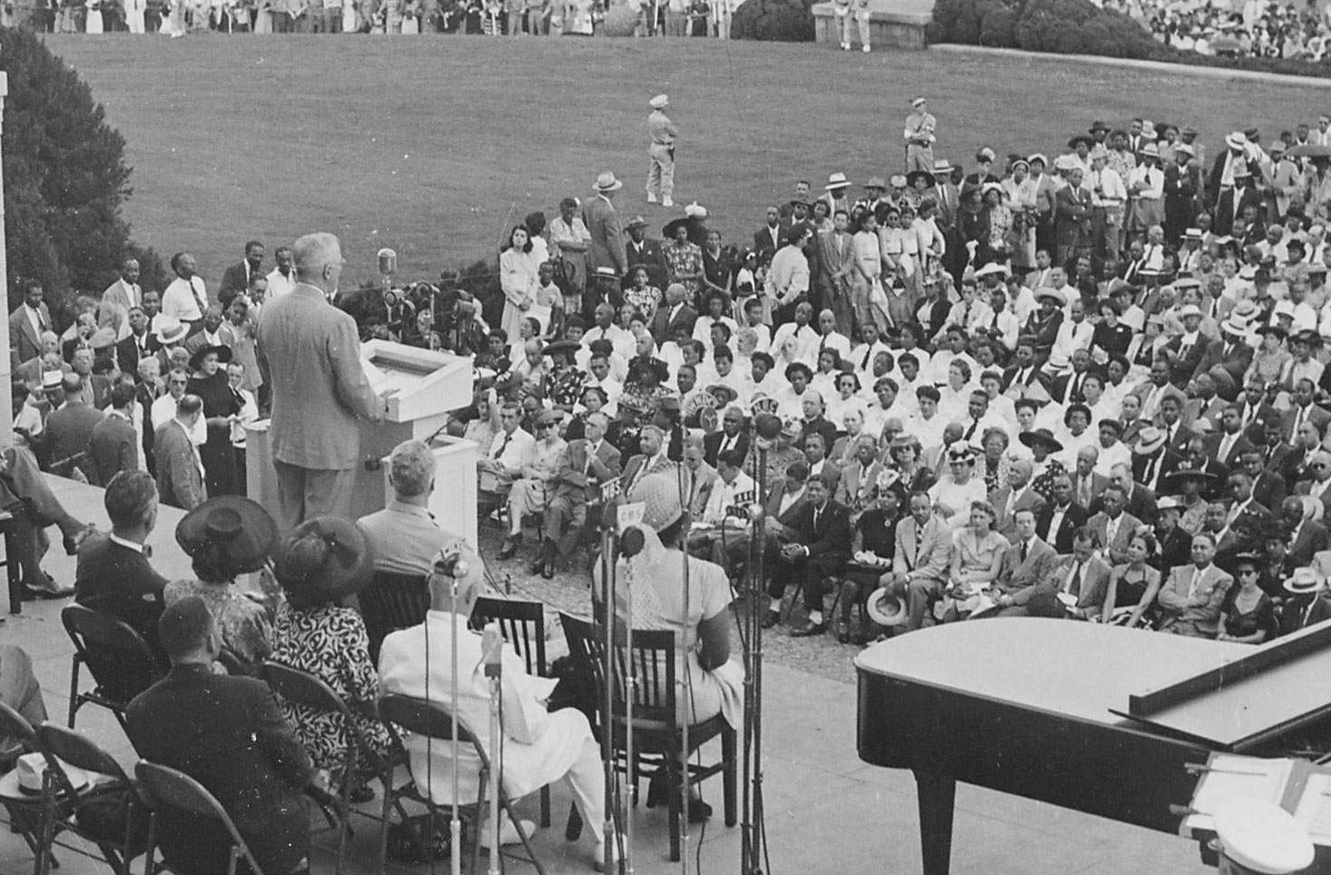 Truman Speaking at the Lincoln Memorial
