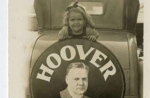 Young Girl with Hoover for President Tire Cover