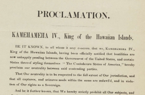 Proclamation of Kamehameha IV, King of Hawaiian Islands