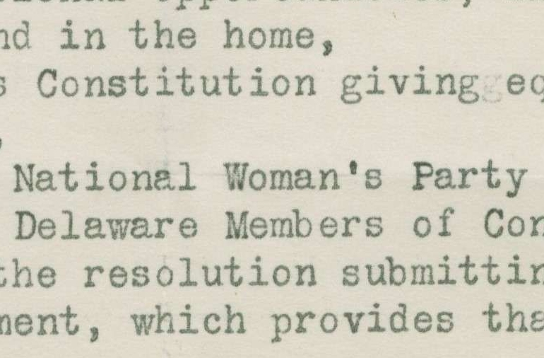 Letter from the Delaware Branch of the National Woman