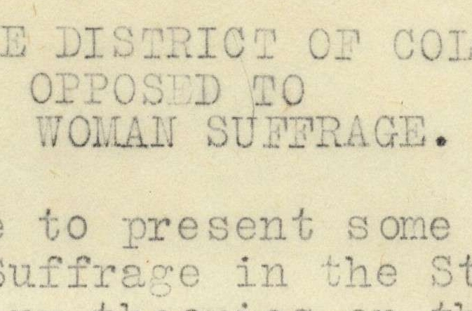 Statement of the District of Columbia Association Opposed to Woman Suffrage
