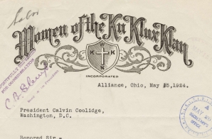 Letter from Women of the Ku Klux Klan to President Calvin Coolidge